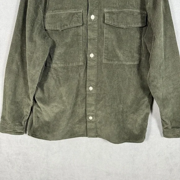 Abercrombie & Fitch Corduroy Shirt Men L Tall Green Cotton Shacket Vintage - Picture 3 of 12